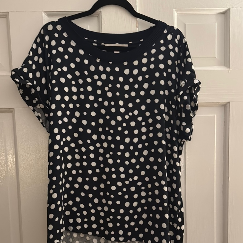 LOFT Navy Blue Flutter Sleeve Boxy Blouse